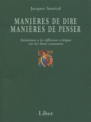 cover image of Manières de dire, manières de penser